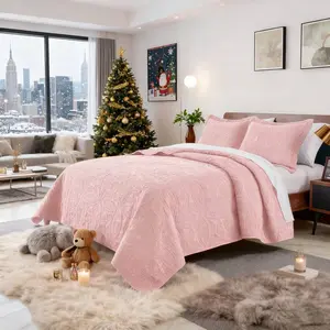 Merry Christmas Winter Bed Comforter Set,Edredones Para Cama Queen Bedding Ultrasonic Reversible Coin Pattern Full Queen Quilt Set With Pillow Shams, Lightweight Bedspreads For All Seasons