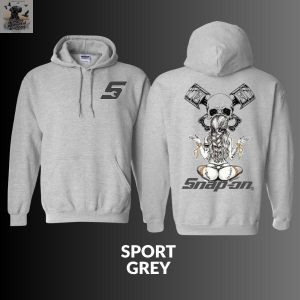 Snap-on 2025 Hoodie | Unique Skull and Piston Design | Mechanical Art Outfit for Men and Women