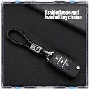 Car key hand-knitted keyring leather  For Hyundai Santa Fe Sonata Solaris Azera Creta I30 Ix25 Tucson IX35