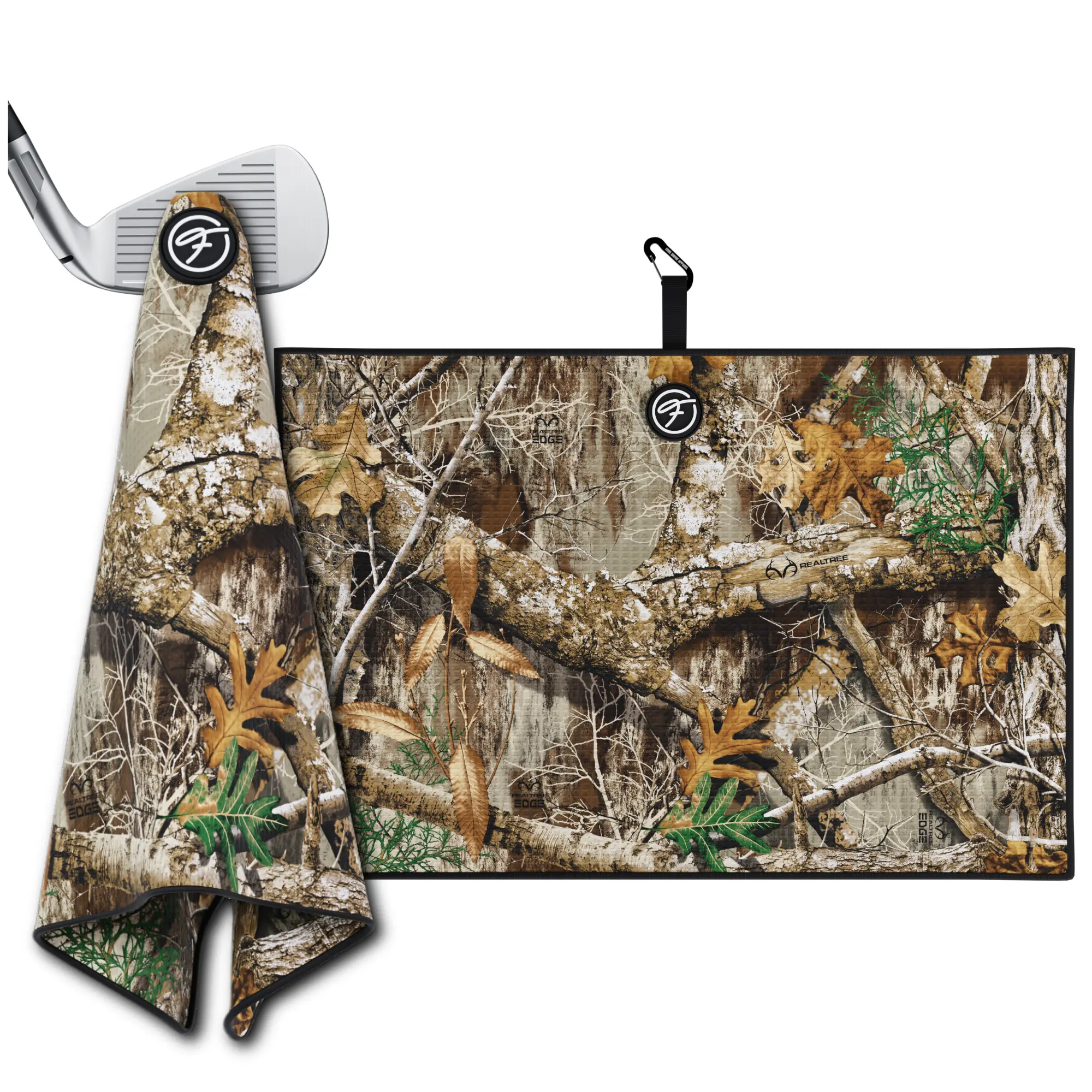 Fore Show Magnetic Golf Towel (Realtree Camo) Waffle Microfiber with Magnet for Golf Bags, Carts & Clubs - 24” x 16” Funny Golf Gift Accessory For Men
