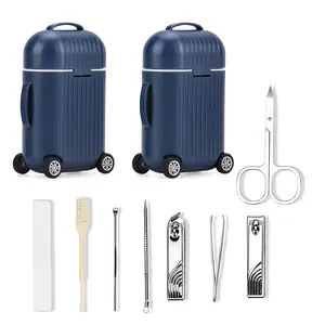 Set of 2 Compact 8pc Mini Travel Case Nail Kit