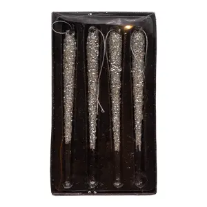Glass Icicle Ornaments Set of 4