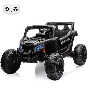 GARVEE 24V Ride-On UTV: Remote Control, 200W Motor, Spring Suspension, Music, LED Lights - Black