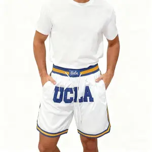 Men’s/Women’s 2026 Summer New Basketball Shorts, four pockets, UCL large letter embroidery, outdoor sports shorts, elastic drawstring waist, mesh lining for breathability, beach shorts, white/blue, plus sizes S–3XL