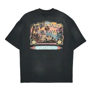 Amiri Jazz Hideaway Logo Short Sleeve Tee Shirt Black Multi