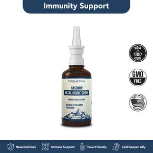 Nasomin Nasal Iodine – Nasal Cleanse– Neutralize Nose - Iodine + Fulvic Acid Blend -100% Natural Mineral Complex – (2 oz. Bottle+Nasal Sprayer) Oral Daily