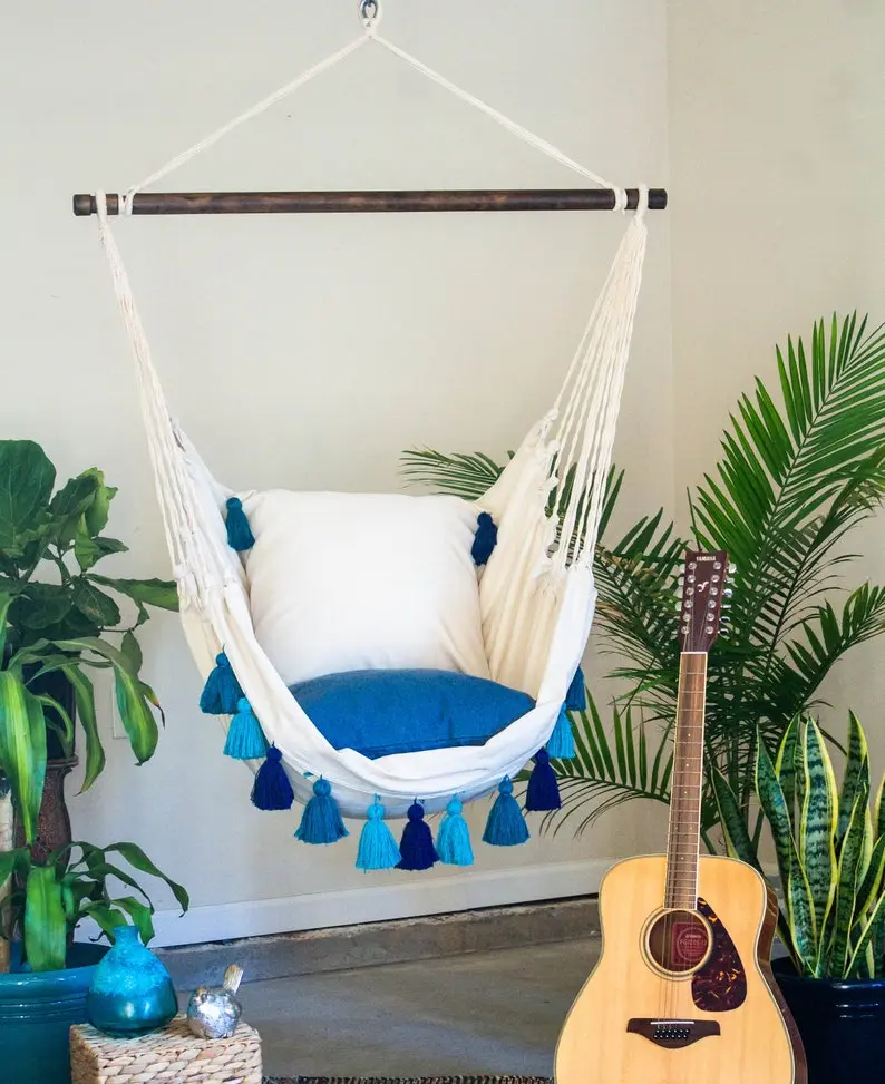 Hammock Chair, Hanging Chair, Macrame Hanging Chair, Bedroom Hanging Chair, Swing Chair, Hammock Swing, Porch Swing, Outdoor Indoor Hammock