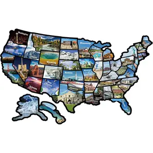 RV State Sticker Travel Map of The , Travel Trailer Camper Accessories, 11x17" RV Map  for Window Door Wall, 50 State Bumper Stickers with Scenic Illustrations,  for  & Adults - Track Your Travel