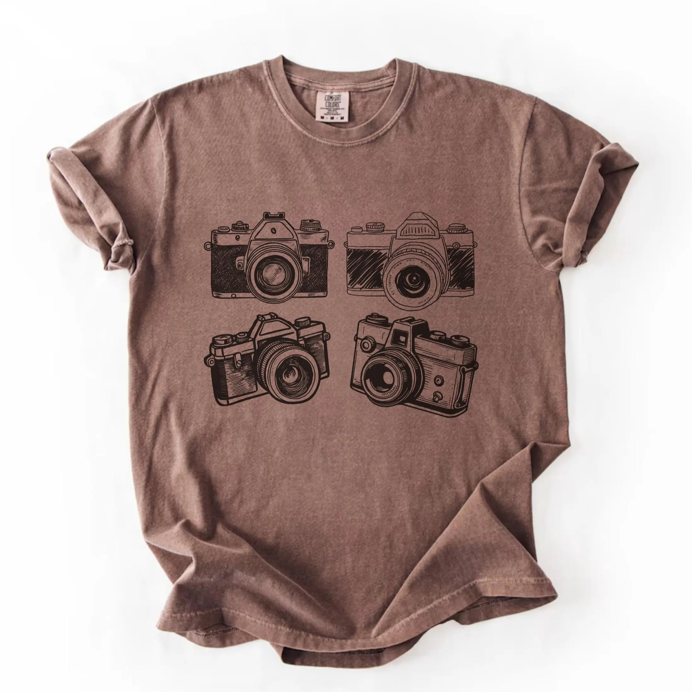 Comfort Colors Vintage Camera Graphic T-Shirt, Retro Photographer Tee, Trendy Y2K Shirt, 90s Style, Women's Clothing, Gift for Her