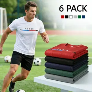 6-Pack Men's Waffle Knit T-Shirts with Minimalist Paris Stripe Accent Moisture Wicking Athletic Fit Tees for Gym Athleisure Wear, Summer Outfits, Summer Clothes