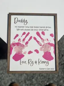 Father's Day Handprint Sign - (NO PAINT INCLUDED) DIY Wooden Keepsake Gift, Father's Day gift idea, Handmade Fathers Day Gift (NO PAINT INCLUDED)