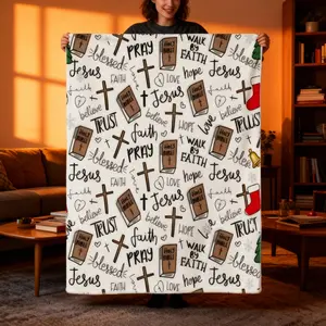 Super Soft Christian Bible Jesus Throw Blanket 80x60 inches High-Quality Wool Fabric Lightweight Comfortable Warm for Bedroom Living Room Christmas Easter Styles