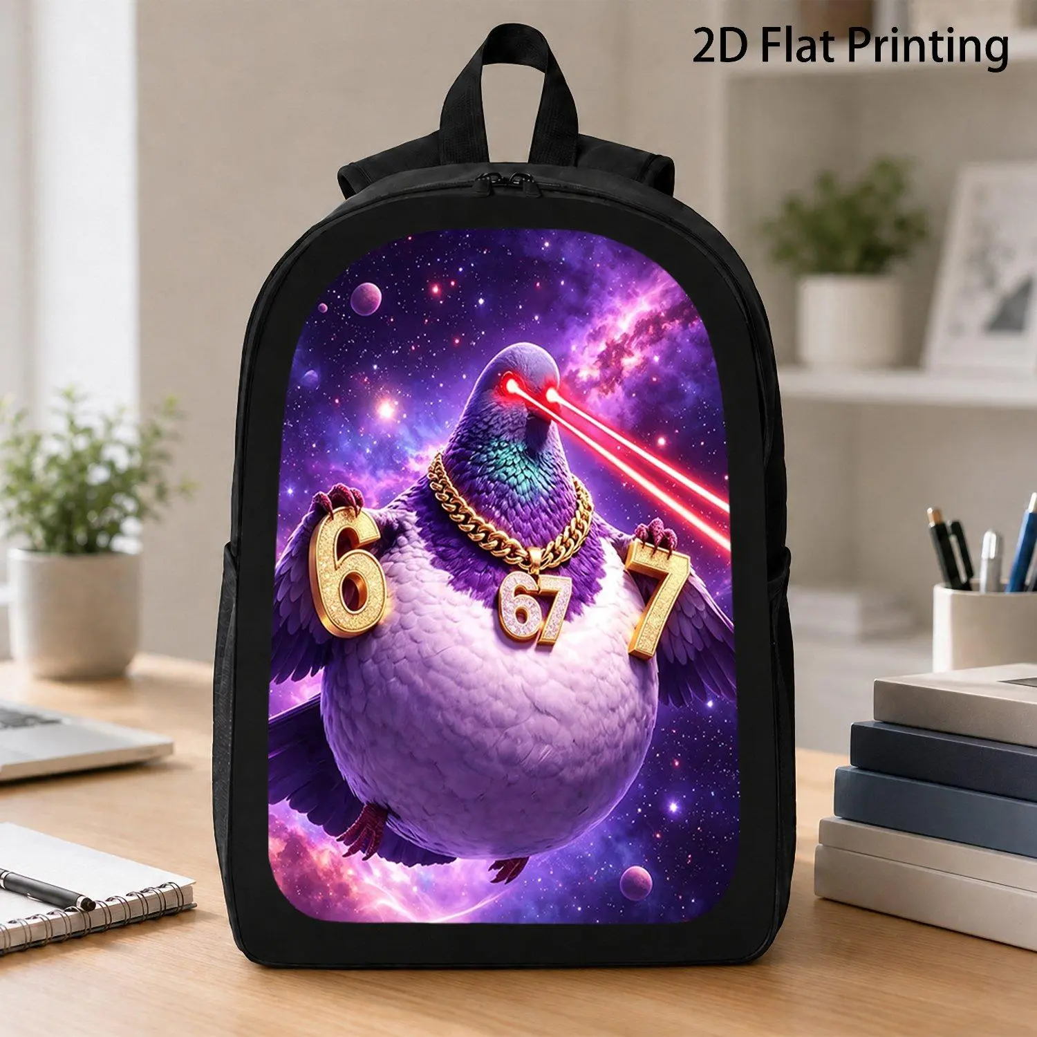 1pc Funny Casual Rapper Fat Pigeon Print Backpack Set for Daily Travel School And Outdoor Activities