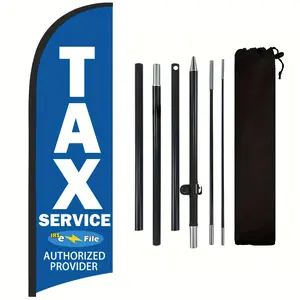 Tax Shop Flag, Polyester Advertising Flag for Tax Shop, Includes Flag Pole and Ground Stake, Standing Banner, Outdoor Promotion Banner Decoration