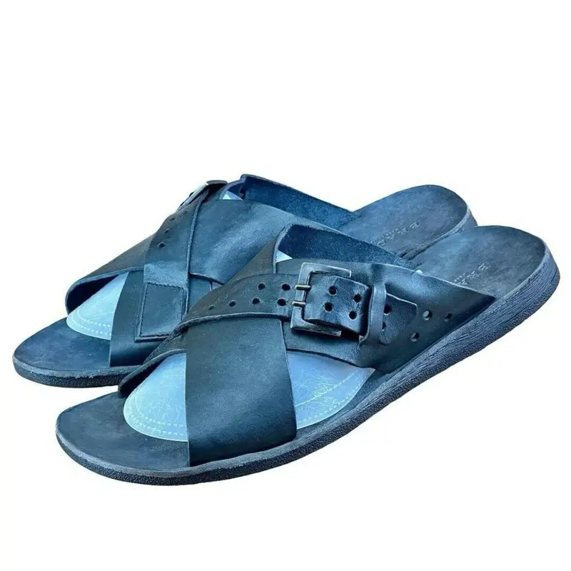 Re Ferdinando men size 8 Vero Cuoio Blue  Slides sandal Re Ferdinando Vero Cuoio Blue Slides sandal Slippers | eBay main image 2