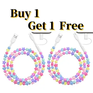 【Buy 1 Get 1 Free】Charging Cable 3.3 Feet [MFi Certified] Beaded Phone Charging Cable USB-A Charging Cable, Compatible with All Devices USB-C and Lightning Interfaces 2-in-1 Data Cable Compatible with iPhone , iPad Pro/Air/Mini with Color Options