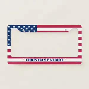 Christian Patriot American Flag License Plate Frame