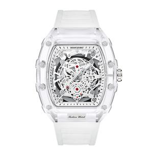 Men's Luxury Barrel-shaped Transparent Waterproof Quartz Watch for Outdoor, Back to School, Parties, Daily & Fall. Ideal Birthday, Gift with Box.