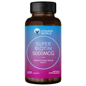 Vitamin World Super Biotin, 5000 mcg - Natural Health Supplement - Healthcare