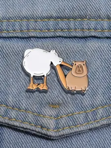 Cute Animal Design Enameled Pin, Capybara Pelican Brooch, Cartoon Animal Design Brooch, Fashion Accessories for Men & Women