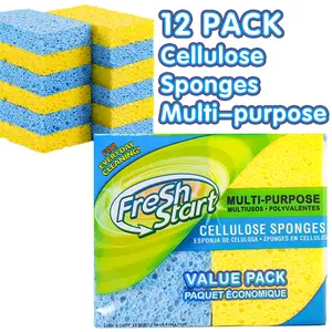 Non-scratch Cellulose Sponge, Dual-Sided Dishwashing Sponge with a Tough Scouring Pad, Ideal for Cleaning Kitchen, Dishes, Bathroom