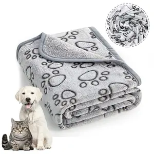 Soft Fluffy Dog Blanket – Warm Paw Print Pet Blanket in 3 Sizes