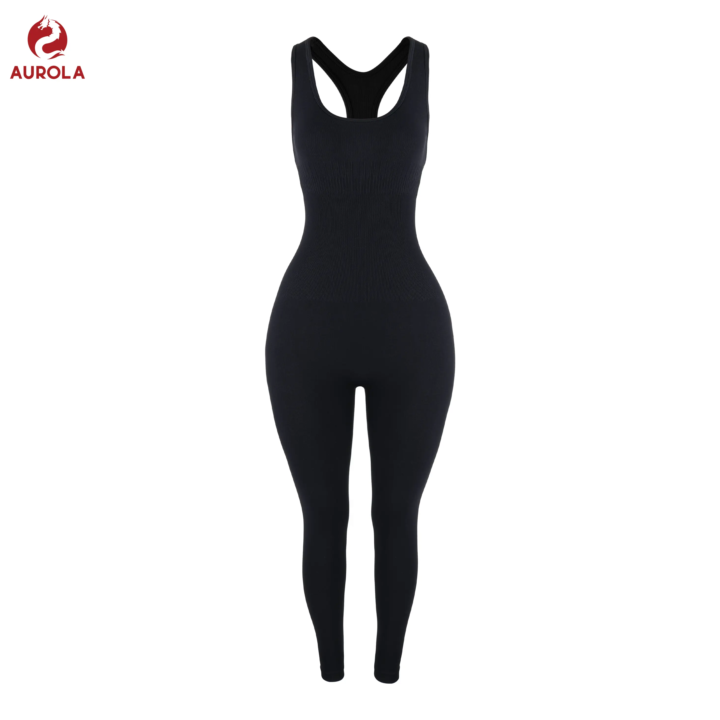 AUROLA Power Workout Jumpsuit for Women Yoga Gym Seamless One Piece Racerback Tummy Control Padded Bra Jumpsuit summerwins