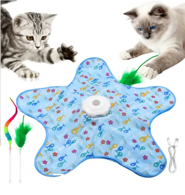 Interactive Unpredicatable Moving Feather Hunting Cat Toy , Hide and Seek Rechargeable Cat toy for bored cat,Automatic Chargeable，Indoor Exercise & Boredom Relief for All Breeds cats