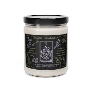 Protection Manifestation Candle, White Sage & Lavender Intention Candle for Purification Spell, Witchy Candle Magick with Affirmations