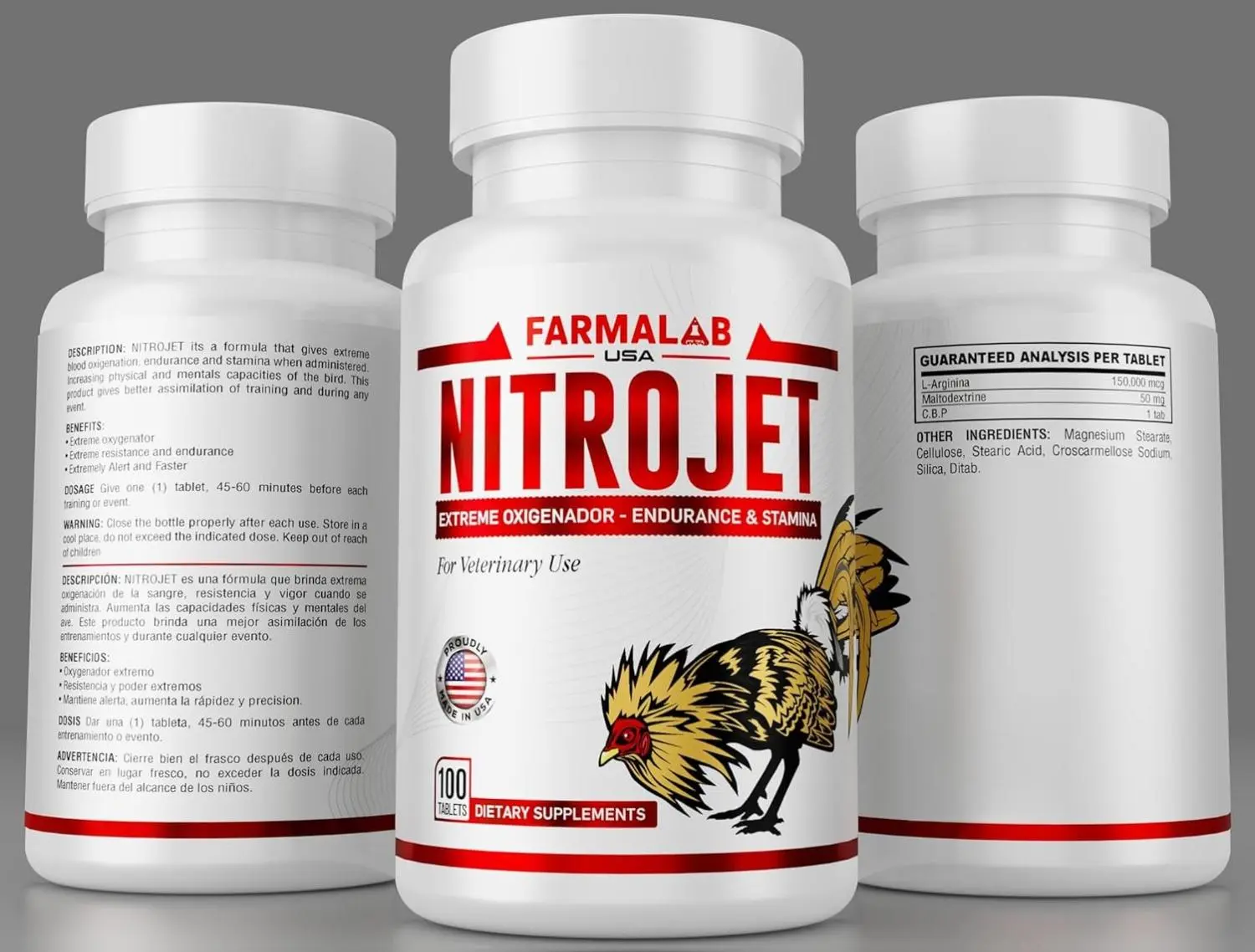 Farmalab Nitrojet Extreme Oxygenator Supplement for Roosters - Poultry Gamefowl Dewormx, Boosts Energy, Enhances Performance, Endurance & Stamina Support