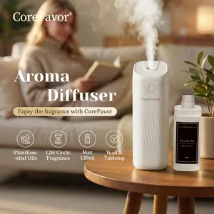 CoreFavor M60 Waterless Essential Oil Diffuser,  Battery Powered Portable Cold Air Aroma Machine, 4 Adjustable Fragrance Intensity Levels, Quiet Scent Diffuser for Bathroom, Bedroom, Office and Car