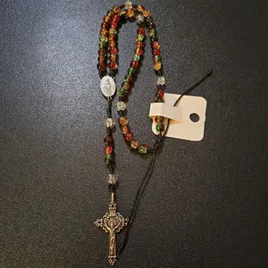 Adjustable Rosary with Colorful Beads and Silver cross