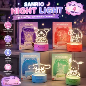 Sanrio Kuromi Cinnamoroll LED Night Light, Kawaii My Melody Pochacco Desk Lamp, Anime Room Decor, USB & Battery Powered, Graduation Birthday Gift