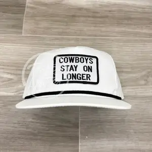 Cowboys Stay on Longer Patch on Retro Rope Hat