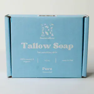 Naturallow Grass-Fed Tallow Soap Bar | Gentle Nourishing Cleanser for Sensitive Skin | Cleans Without Stripping for Soft, Healthy Skin | Made in the USA
