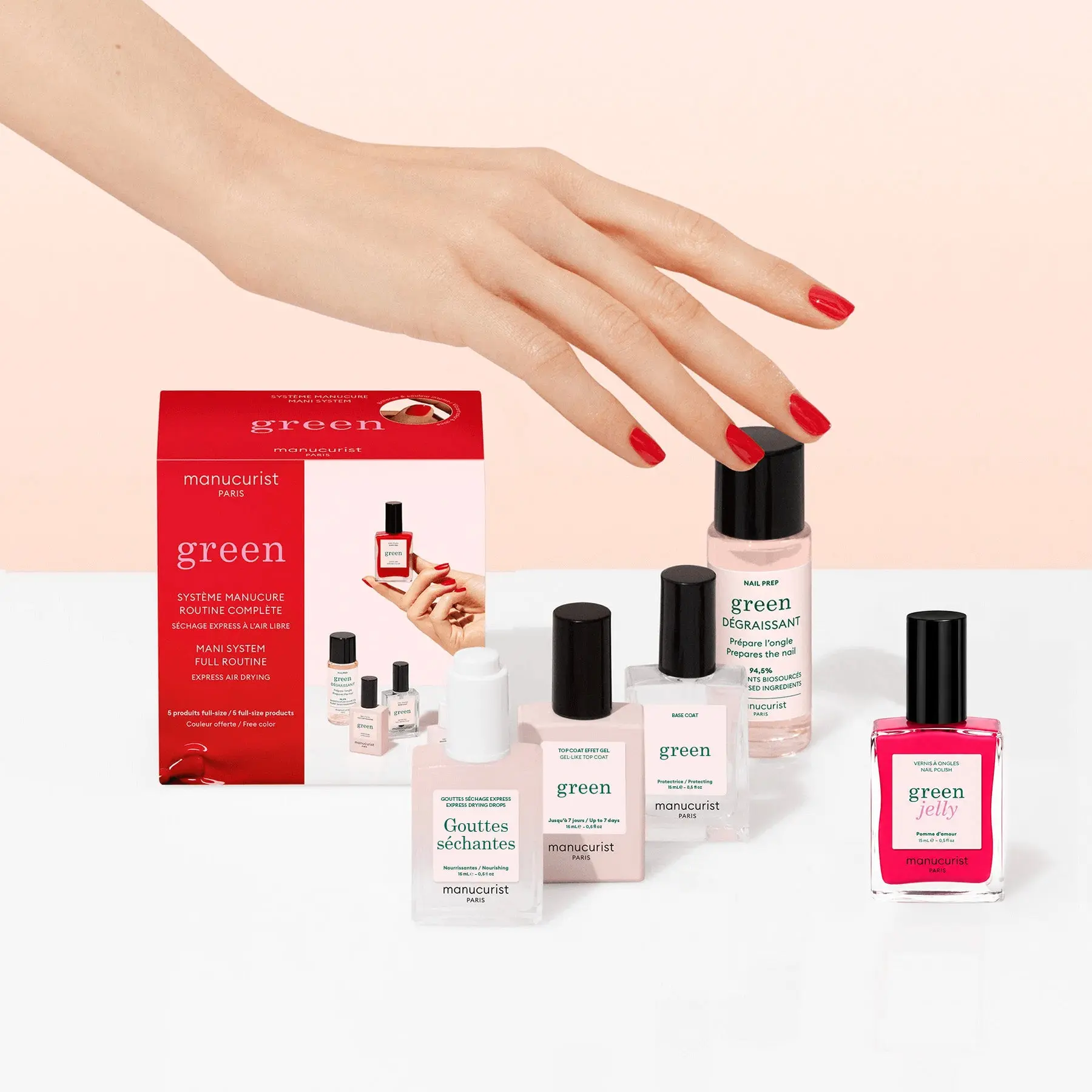 Manucurist Jelly Nail Polish Kit - Glossy Sheer Jelly Nails - Long Lasting Shine, Quick Dry,  Easy Removal
