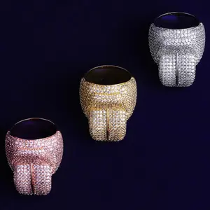 [ICE HUE] Unisex 18K Gold Vacuum Plated Copper Tongue Ring with 5A+ Sri Lanka Zircon - Miami, Italy, Mexico & Micro Inspired Luxury Costume Jewelry for Daily Wear, Gift Idea - Classic, Hip Hop, Simple, Sporty Styles