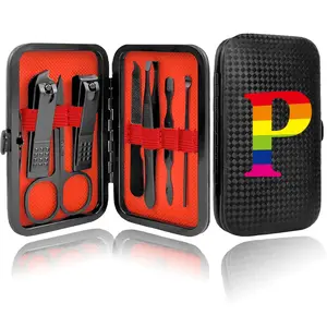 7pcs Durable Stainless Steel Manicure Kit, Portable PU Storage Case, Home Use Manicure Set, Professional Men Nail Clippers, Halloween Christmas Gifts