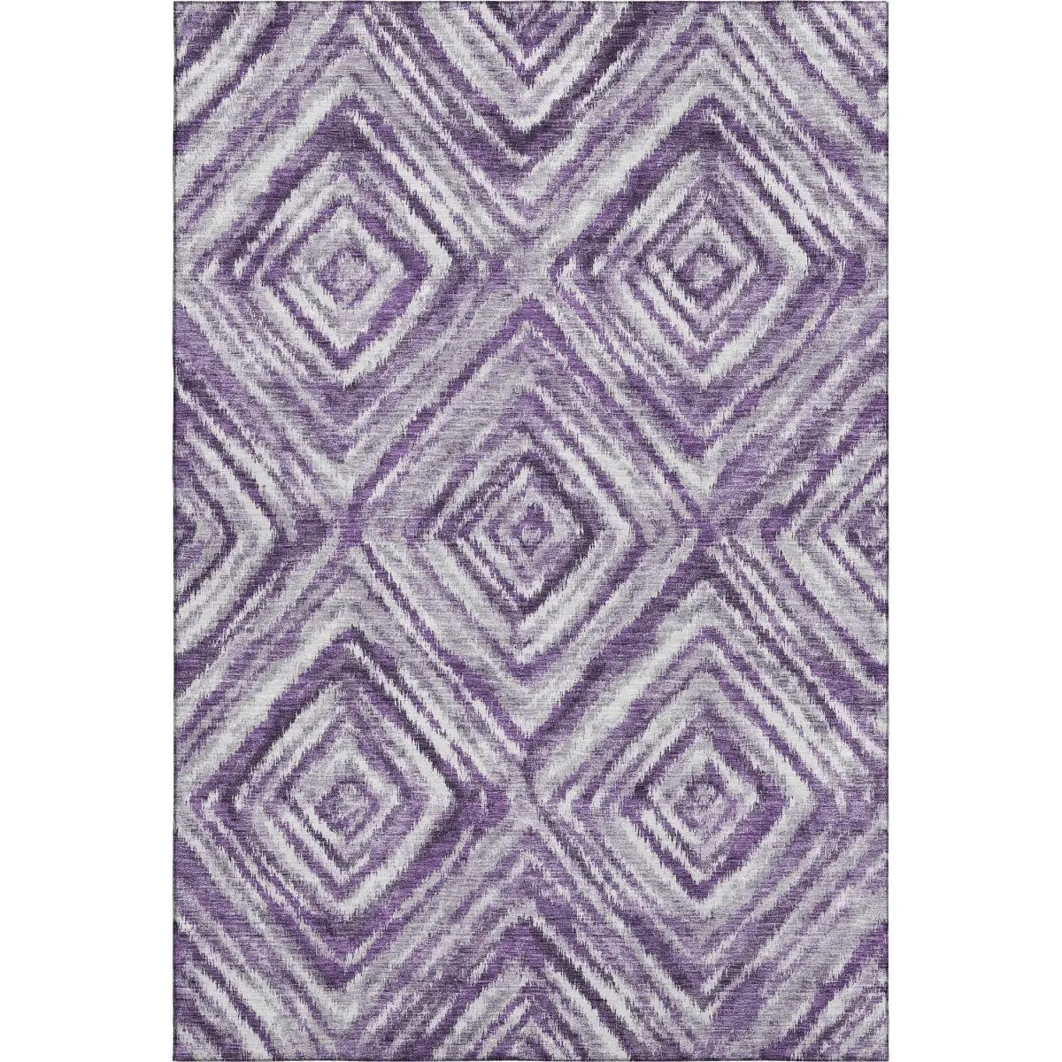 HomeRoots 665032 10' x 14' Indoor Purple-Ivory-Gray Geometric Squiggle Statement Area Rug - Machine-Made Rectangle, Washable, Stain Resistant, UV Protected, Modern Home Decor, Transitional Interior Design, Cleaning Friendly