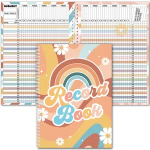 Teacher Record Book Teacher Grade Book Spiral Bound Record Class Gradebook Office Favors Gift for Classroom Attendance Supplies Decoration Double Sided Color Printing