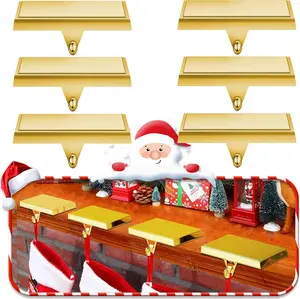 Set of 4 Christmas Stocking Holders for Mantle Christmas Stocking Hangers Weighted Stocking Holder Bases for Holiday Xmas Fireplace Window Home Table Decor (Gold)