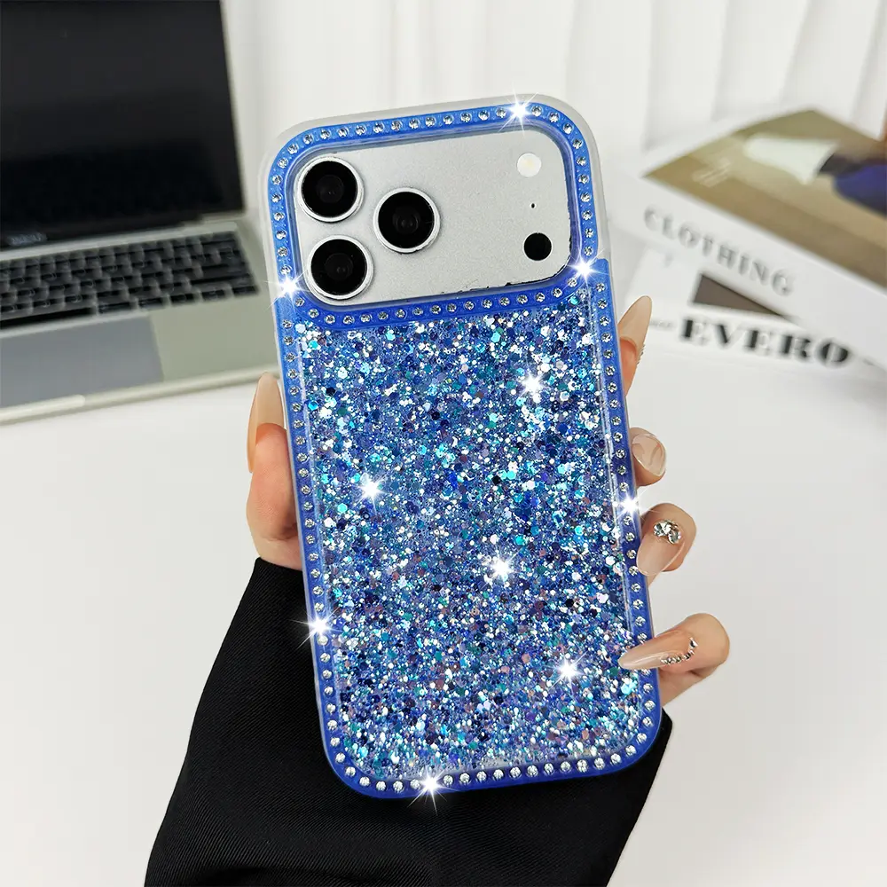 Women's Fashionable Crystal Diamond Glitter Silicone Smartphone Case - Shockproof, Durable Cellphone Protection for iPhone 11,12,13,14,15 Plus,16,17 Pro Max Handheld Devices - A181, Casing