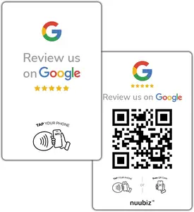 Google Review Tap Card by NUUBIZ - NFC & QR Code Sign - Works with All Smartphones - Tap & Scan Cards to Boost Reviews & Engagement -Promote Your Brand
