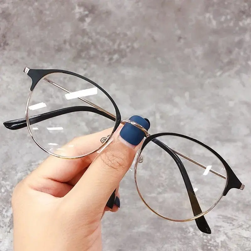 Round Full Rim Myopia Glasses, Unisex TR 90 Nylon Frame with Polarized, Blue Light Blocking Lenses for Short-Sighted Vision, Polarized Lens, Unisex Wear, Polarized Lenses