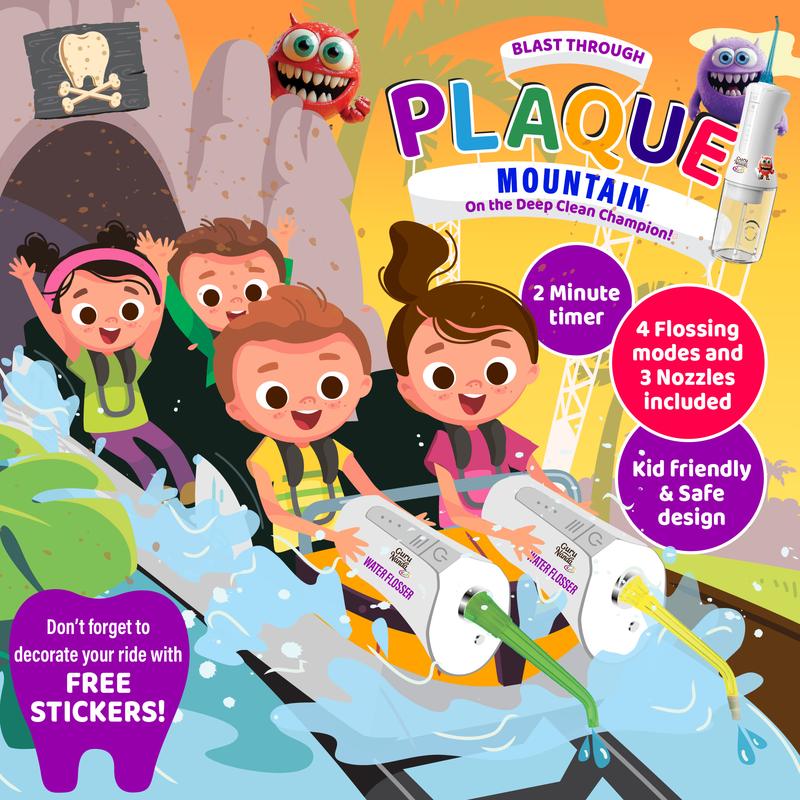 GuruNanda Kids Oral Care Regimen Kit - Toothpaste, Butter On Gums Toothbrush, Oil Pulling Mouthwash, Giraffe Floss Picks, Water Flosser & Tongue Scrapers