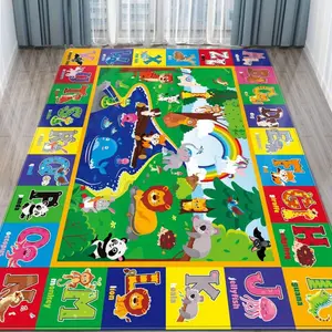 Educational Rug ABC/Animals Print Washable Safe Newbornsa and 3+Years Nursery Floor Kids room/Playroom/halloween/fall decor Thanksgiving/Christmas/birthday gift for boys/girls/children