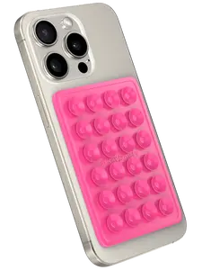 Pink StickyGrippy - Suction Phone Case Mount, Silicon Adhesive Phone Accessory for iPhone and Android, Hands-Free Fidget Toy Mirror Shower Phone Holder, Tiktok Videos and Selfies