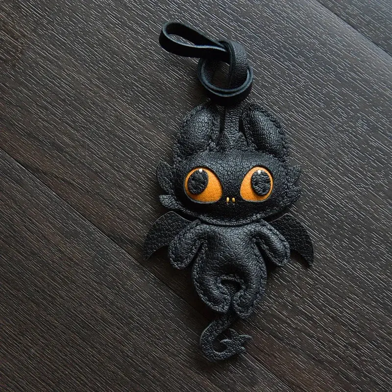 Handmade Leather Dragon Bag Charm