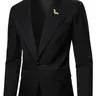 Men's Casual Woven Suit Jacket with Eagle Embroidery, One Button Pocket Design, Fitted Style for All Seasons, Perfect for Weddings & Events, Blazer Coat