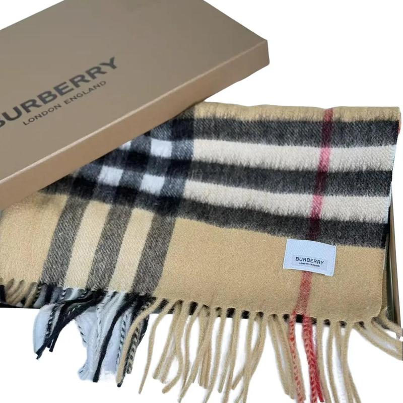 Pre-owned BURBERRY Cashmere Small Leather Goods Classic Check Tassel Scarf with Fringe Details in Gift Box Elegant Plaid Design for Stylish Wear Small Leather Goods
